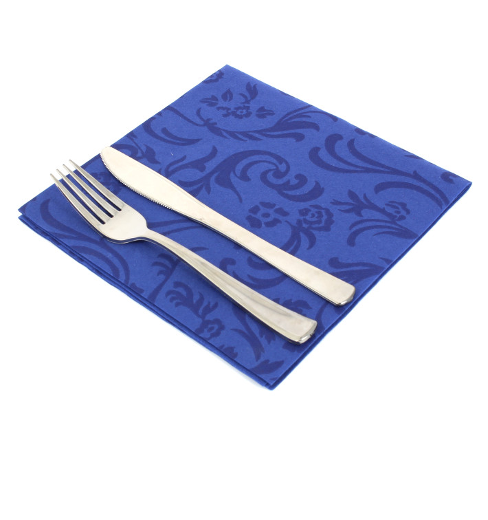 Airlaid Servetten "Damascato" blauw 40x40cm Airlaid Servetten "Damascato" blauw 40x40cm