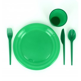 Plastic bord Plat groen 20,5 cm (10 stuks) 