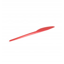 Plastic PS mes rood 16,5 cm (15 stuks) 