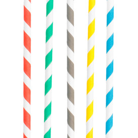 Papieren rechte rietjes gestreept Ø0,6cm 20cm (250 stuks)