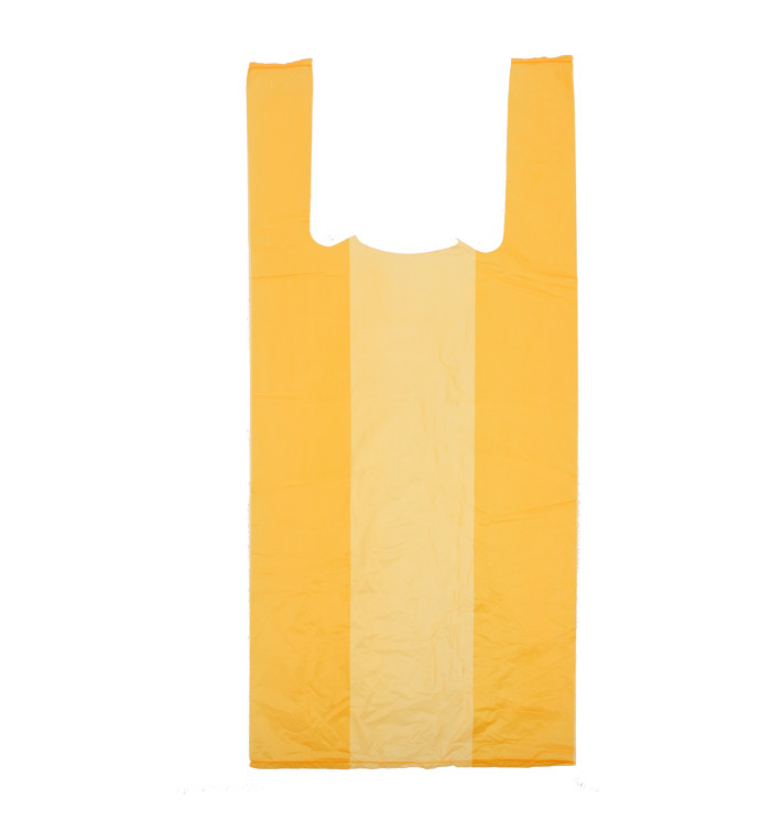 Plastic T-shirt tas oranje 35x50cm Plastic T-shirt tas oranje 35x50cm