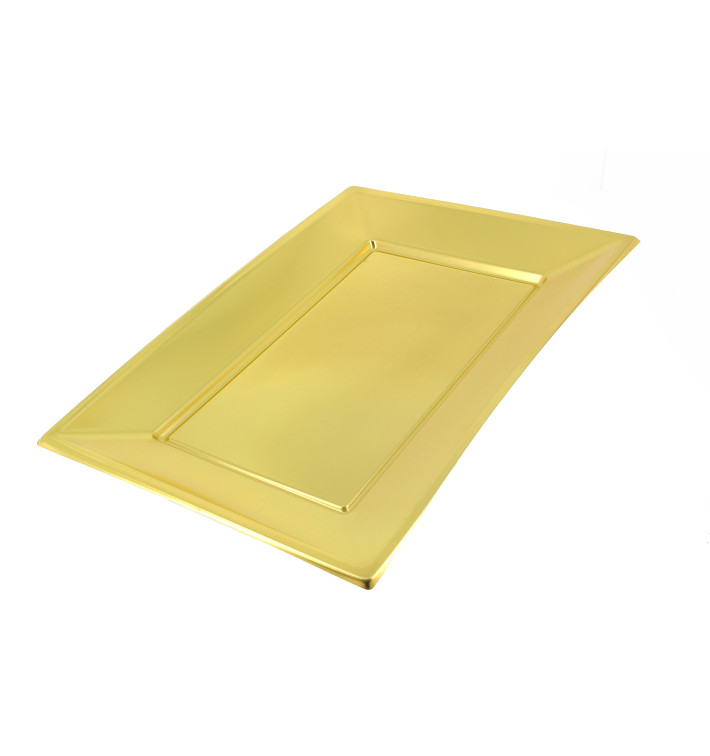 Plastic dienblad goud 33x23cm Plastic dienblad goud 33x23cm