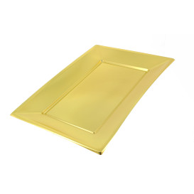 Plastic dienblad goud 33x23cm 