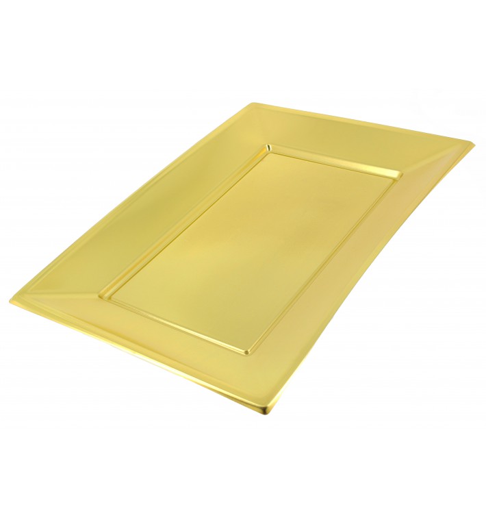 Plastic dienblad goud 33x22,5cm 