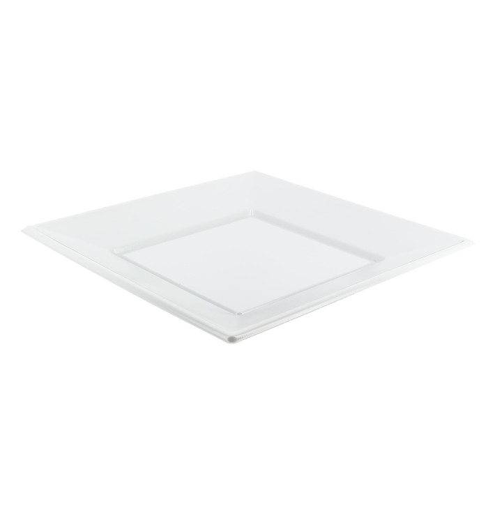 Plastic bord PS Plat Vierkant wit 17 cm Plastic bord PS Plat Vierkant wit 17 cm