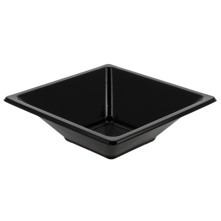 Plastic kom PS Vierkant zwart 12x12cm (12 stuks) 