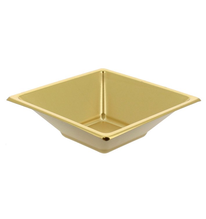 Plastic kom PS Vierkant goud 12x12cm Plastic kom PS Vierkant goud 12x12cm