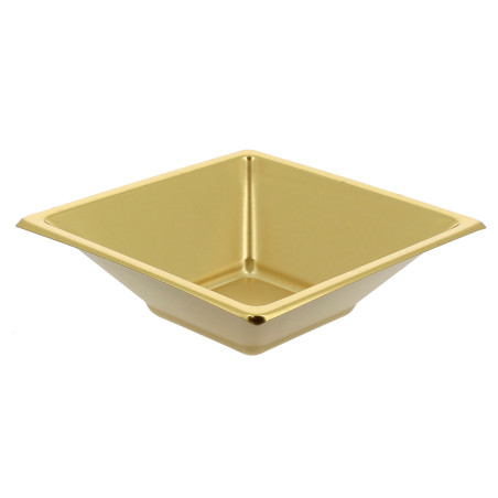 Plastic kom PS Vierkant goud 12x12cm (5 stuks) 
