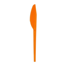Plastic PS mes  oranje 16,5 cm 