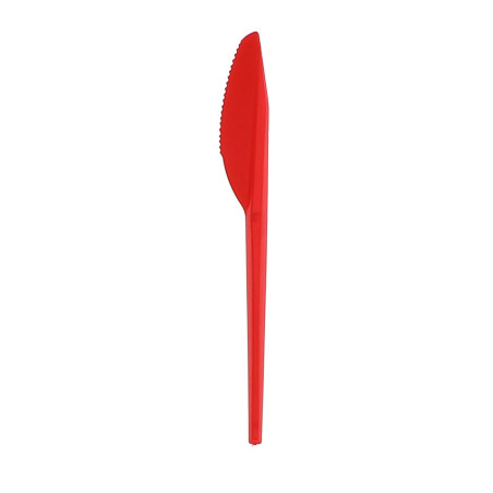 Plastic PS mes rood 16,5 cm (15 stuks) 