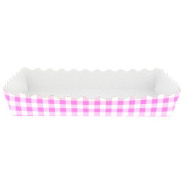 Papieren dienblad voor een wafel gesloten roze 18,2x12,2x3cm