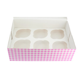 Papieren Cake vorm zak 6 Slot roze 24,3x16,5x7,5cm (20 stuks) 