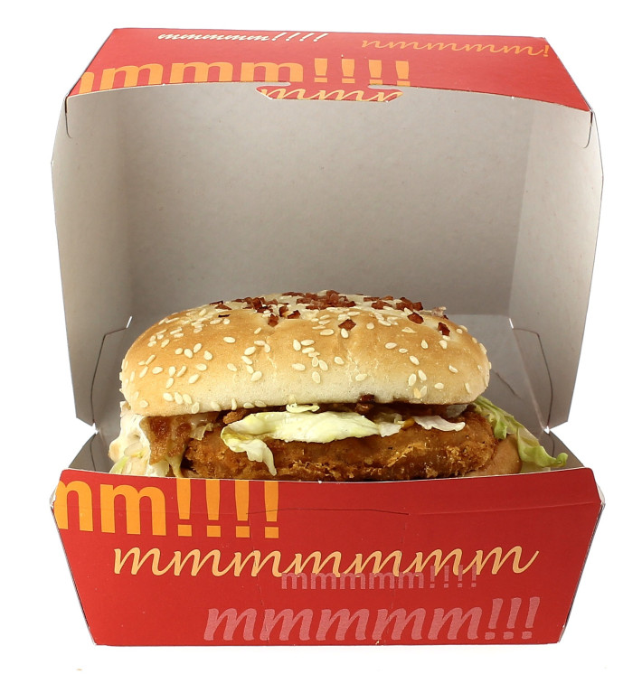 Kartonnen hamburger bakjes XXL 14,5x14,5x8cm Kartonnen hamburger bakjes XXL 14,5x14,5x8cm