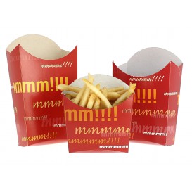 Papieren Container voor frietenmedium maat 8,2x3,5x12,5cm (25 stuks)