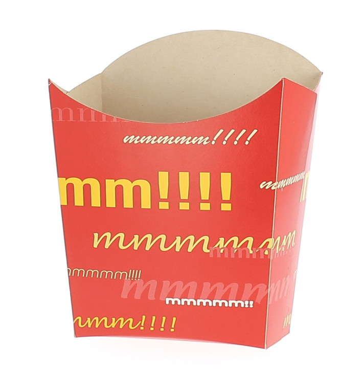 Papieren Container voor frietenmedium maat 8,2x3,5x12,5cm Papieren Container voor frietenmedium maat 8,2x3,5x12,5cm