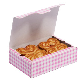 Papier bakkerij doos roze 17,5x11,5x4,7cm 250g (360 stuks)