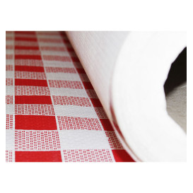 Papieren tafelkleed rol rood Checkers 1x100m. 40g (1 stuk) 