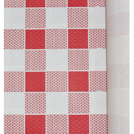 Papieren tafelkleed rol rood Checkers 1x100m. 40g (1 stuk) 