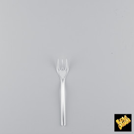 Plastic Proeving mini vork transparant 10cm (50 stuks) 