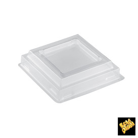 Plastic PET Deksel voor Plastic Proeving beker "Onda" transparant 100ml (25 stuks) 