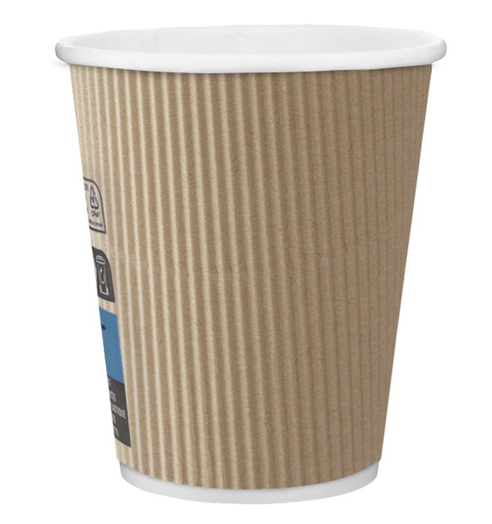 Papieren beker "ribbel kraft" bruin 8 Oz/250ml Ø8cm (500 stuks)