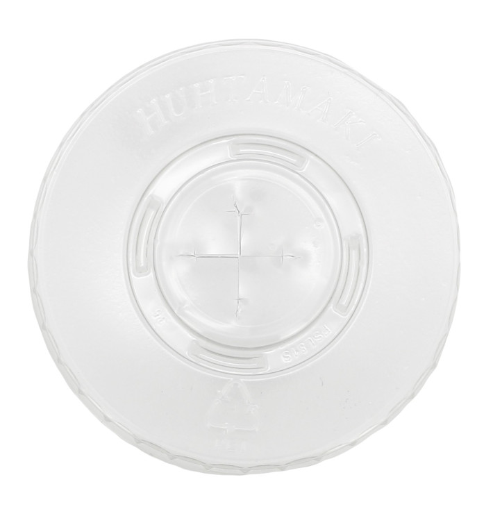 Plastic platte Deksel met kruis PET kristal Ø8,1cm Plastic platte Deksel met kruis PET kristal Ø8,1cm