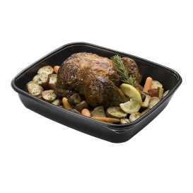 Plastic deli Container PP zwart 1350ml 28x20x4cm (150 stuks)