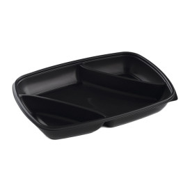 Plastic deli Container PP 3C zwart 975ml 28x20x4cm 