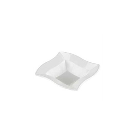 Plastic kom PS Vierkant "Ondas" wit 18x18cm (6 stuks)