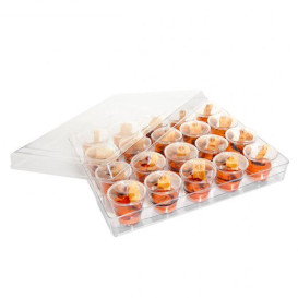 Plastic dienblad PS + 20 Kom Kit met Deksel Rond vormig (1 stuk)