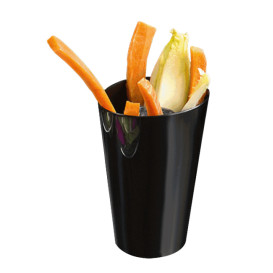 Plastic PS proefbeker Kegel vormig hoog zwart 70 ml (25 stuks) 