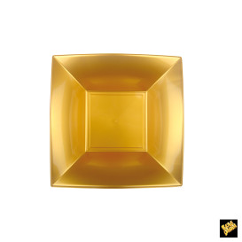 Plastic bord Diep goud "Nice" PP 18 cm (12 stuks) 