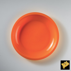 Plastic bord Plat oranje "Rond vormig" PP Ø22 cm (50 stuks) 