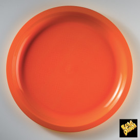 Plastic bord oranje "Rond vormig" PP Ø29 cm (300 stuks)