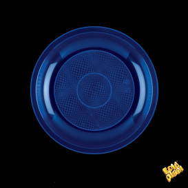 Plastic bord Plat blauw "Rond vormig" PP Ø22 cm (50 stuks) 