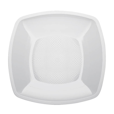 Herbruikbare harde bord Plat wit Vierkant PP 23cm (25 stuks) 