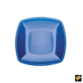 Plastic bord Plat blauw Vierkant PS 18 cm (300 stuks)