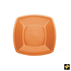 Plastic bord Plat oranje Vierkant PP 23 cm (25 stuks) 