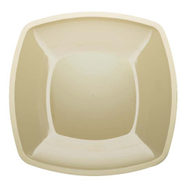 Plastic bord Plat crème Vierkant PS 30 cm (12 stuks) 