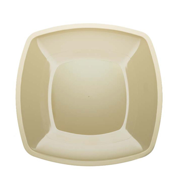 Plastic bord Plat crème Vierkant PS 30 cm (12 stuks) Plastic bord Plat crème Vierkant PS 30 cm (12 stuks)