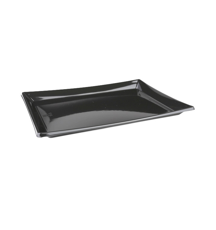 Plastic schotel Rechthoekige vorm zwart 16x22cm (50 stuks) Plastic schotel Rechthoekige vorm zwart 16x22cm (50 stuks)