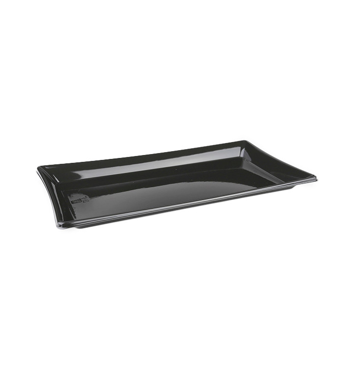 Plastic schotel Rechthoekige vorm zwart 12x22cm (50 stuks) Plastic schotel Rechthoekige vorm zwart 12x22cm (50 stuks)