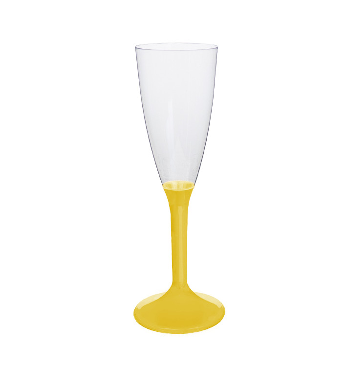 Plastic stam fluitglas Mousserende Wijn geel 120ml 2P (200 stuks) Plastic stam fluitglas Mousserende Wijn geel 120ml 2P (200 stuks)