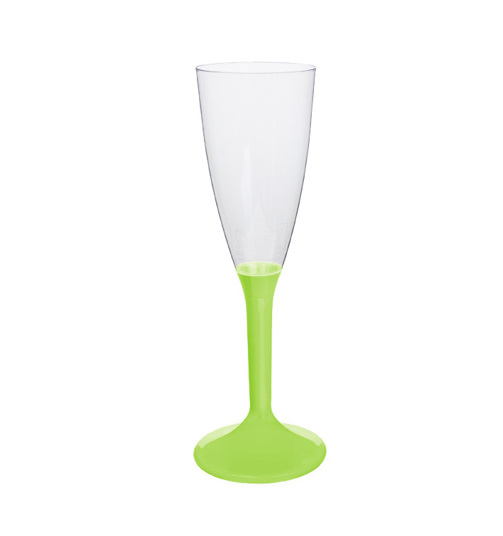 Plastic stam fluitglas Mousserende Wijn limoengroen 120ml 2P (200 stuks) Plastic stam fluitglas Mousserende Wijn limoengroen 120ml 2P (200 stuks)