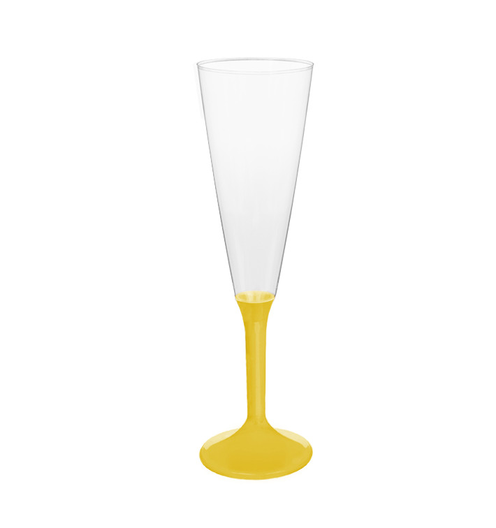 Plastic stam fluitglas Mousserende Wijn geel 160ml 2P (200 stuks) Plastic stam fluitglas Mousserende Wijn geel 160ml 2P (200 stuks)