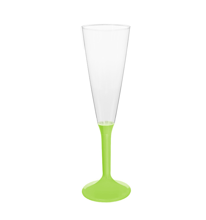 Plastic stam fluitglas Mousserende Wijn limoengroen 160ml 2P (200 stuks) Plastic stam fluitglas Mousserende Wijn limoengroen 160ml 2P (200 stuks)