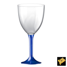 Plastic stamglas wijn blauw parel verwijderbare stam 300ml (20 stuks)