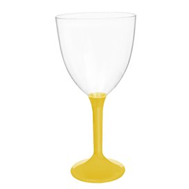 Plastic stamglas wijn geel verwijderbare stam 300ml (20 stuks)