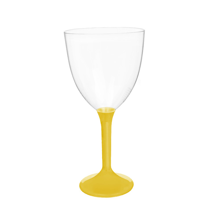 Plastic stamglas wijn geel verwijderbare stam 300ml (200 stuks) Plastic stamglas wijn geel verwijderbare stam 300ml (200 stuks)