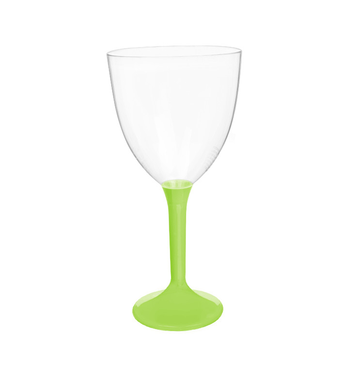 Plastic stamglas wijn limoengroen verwijderbare stam 300ml (20 stuks) Plastic stamglas wijn limoengroen verwijderbare stam 300ml (20 stuks)